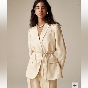SOLD NWT JCrew Rope-tie Blazer in Glossy Twill Cream size 16